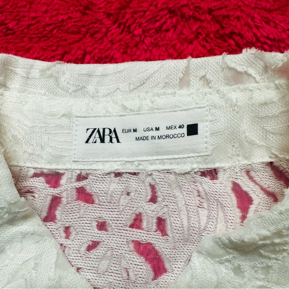 Zara Men's White Lace Button Down Shirt - Picture 5 of 8